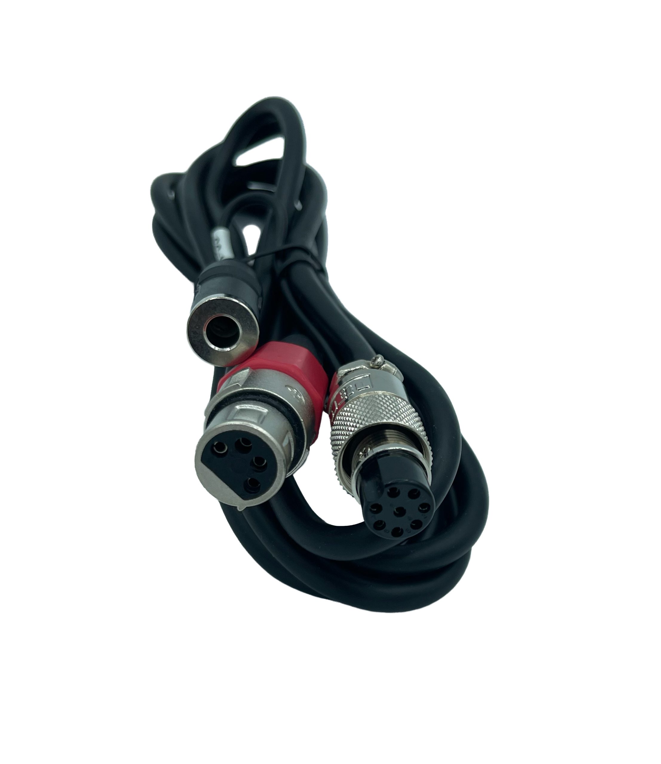 Mic cable with 4 pin adapter to 8 pin adapter and included PTT adapter.