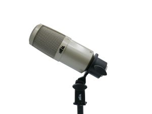 champagne microphone on black mount.